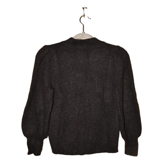 MADEWELL NEW $98 Eaton Puff-Sleeve Pullover Sweater Metallic / True Black XS - Picture 4 of 5